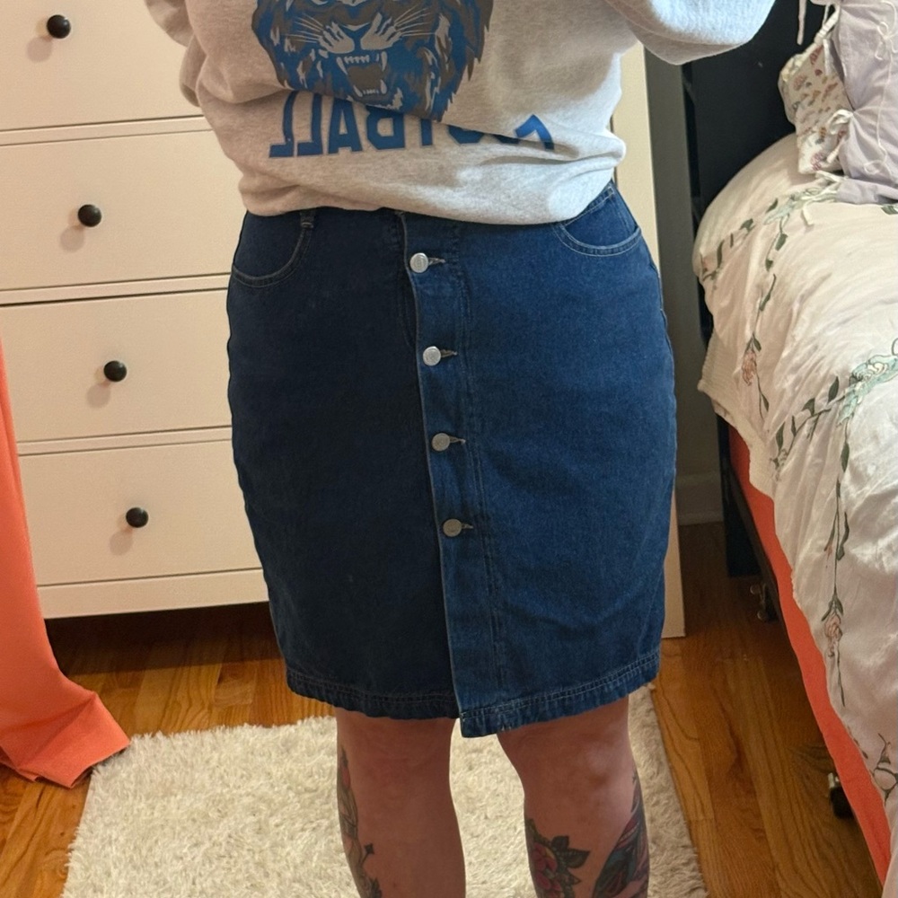 Classic Blue Denim Pencil Skirt